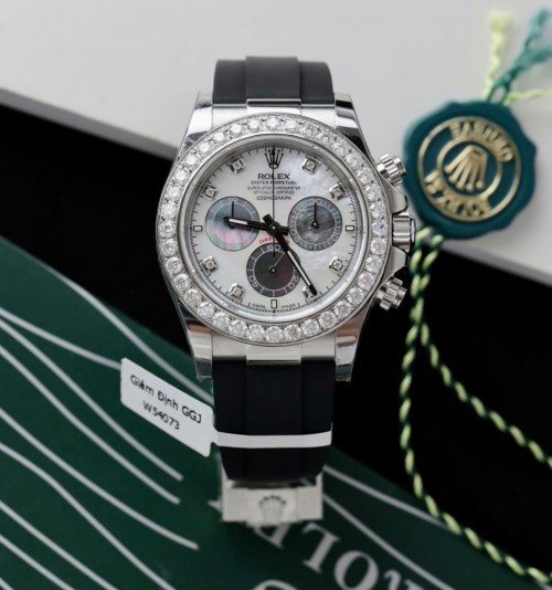 로렉스 데이토나 - Rolex Daytona Dial MOP Number Pile + Bezel Diamonds Moissanite 40mm