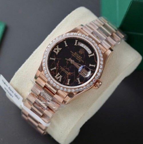 로렉스 데이데이트 - Rolex Day-Date Eisenkiesel Dial Gold Wrapped + Diamonds Moissanite 36mm
