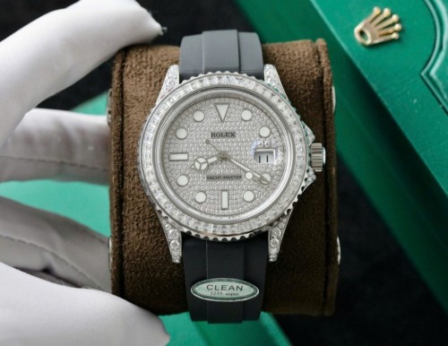 로렉스 요트마스터 - Rolex Yacht-Master  Full Diamond Moissanite Rubber Strap 42mm