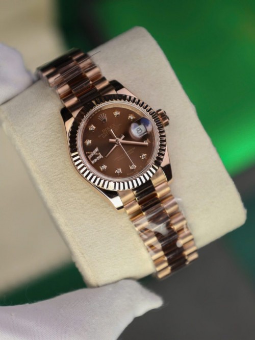 로렉스 데이져스트 - Rolex DateJust Women Gold Wrapped Chocolate Dial 28mm