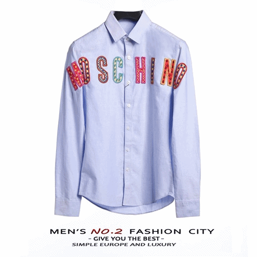 Moschino 2019 Mens Logo Slim Fit Cotton Tshirt - 모스키노 남성 로고 슬림핏 코튼 셔츠 Mossh0011.Size(38 