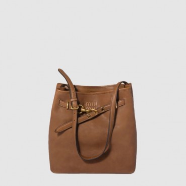 미우미우 여성 가죽 버킷 백 