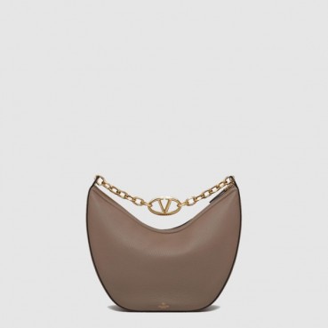 발렌티노 여성 브이로고 문 미디엄 체인 호보 백 