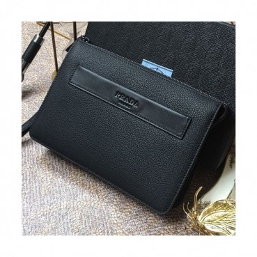 [프라다]Prada 2021 Men's Leather Clutch Bag,001A,26cm,PRAB0419 