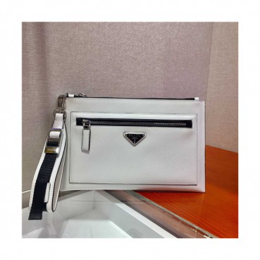 [프라다]Prada 2021 Men's Leather Clutch Bag,28cm 