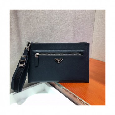 [프라다]Prada 2021 Men's Leather Clutch Bag,28cm 