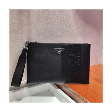 [프라다] Prada 2020 Men's Leather Clutch Bag,28cm 