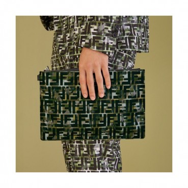 Fendi 2020 Nylon Clutch Bag , 30cm 