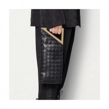 Bottega Veneta 2019 Rim Leather Clutch Bag,33cm 
