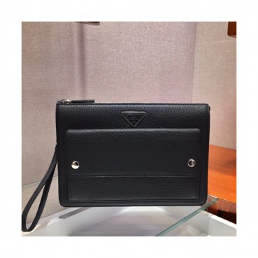 Prada 2019 Leather Mens Clutch Bag ,30CM 