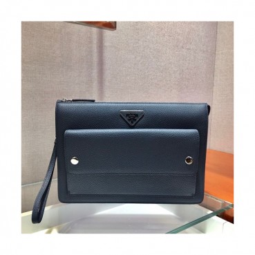 Prada 2019 Leather Mens Clutch Bag ,30CM 