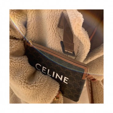 Celine 2019 Triomphe Canvas Clutch Bag,24CM 