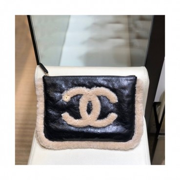 Chanel 2019 Women Leather Clutch Bag,28cm 