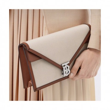 Burberry 2019 TB Canvas& Leather Clutch Bag , 22cm 
