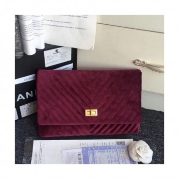 Chanel 2019 Velvet Women Clutch Bag ,28CM 