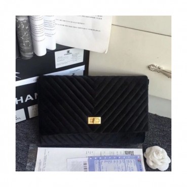 Chanel 2019 Velvet Women Clutch Bag ,28CM 