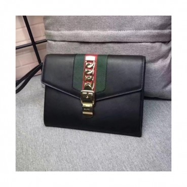 Gucci 2019 Sylvie Leather Clutch Bag ,24CM 