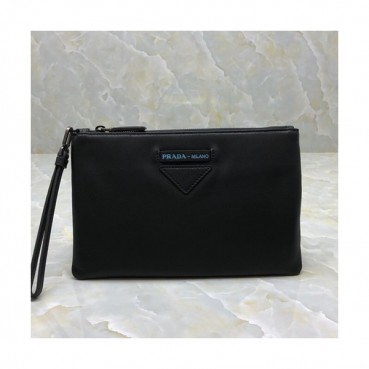 Prada 2019 Leather Mens Clutch Bag ,27CM 