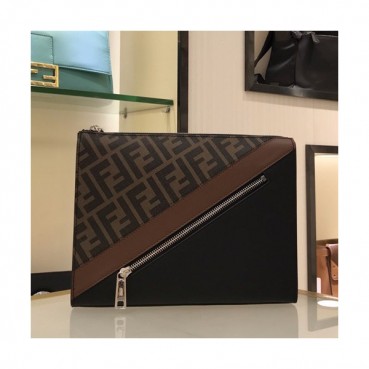 Fendi 2019 PVC & Leather Clutch Bag, 25cm 