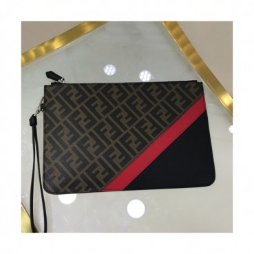 Fendi 2019 PVC & Leather Clutch Bag, 29.5cm 