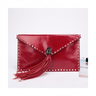 Valentino 2019  Leather Tassel Clutch Bag,28CM 