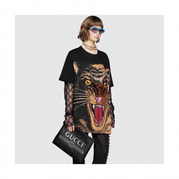 Gucci 2019 Print Leather Clutch Bag ,31CM 