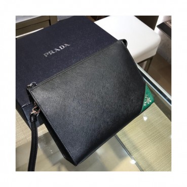 Prada 2019 Saffiano Mens Clutch Bag ,24CM 