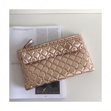 Valentino 2019 Rockstud Leather Clutch Bag,26.5cm 