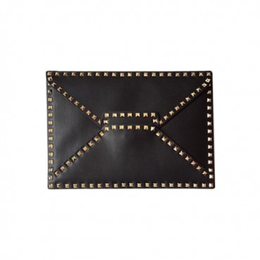 Valentino 2019 Rockstud Leather Clutch Bag,32.5cm 