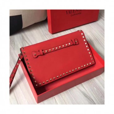 Valentino 2019 Rockstud Leather Clutch Bag,28cm 