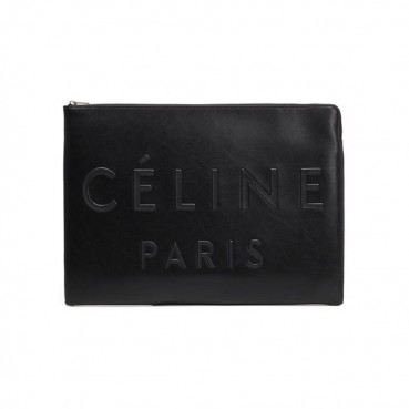 Celine Logo 2018 Leather Clutch Bag,34CM 