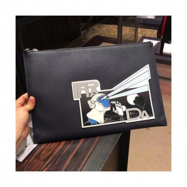 Prada Mens Saffiano Clutch Bag ,36CM 