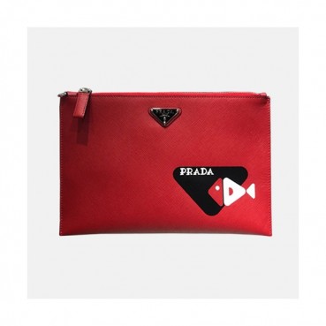 Prada 2019 Saffiano Mens Clutch Bag ,28CM 