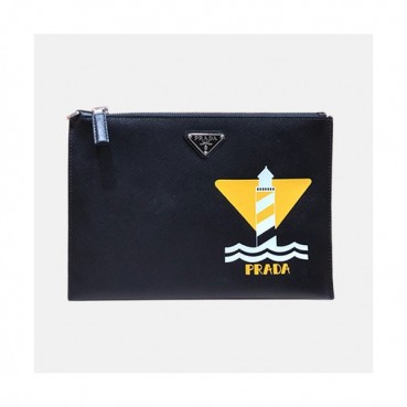 Prada 2019 Saffiano Mens Clutch Bag ,28CM 