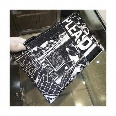 Prada 2019 Saffiano Mens Clutch Bag ,28CM 