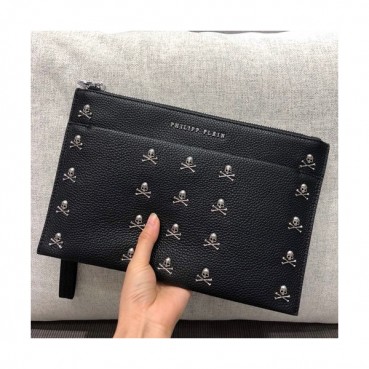 Philipp Plein 2018 Leather Clutch Bag,29cm 