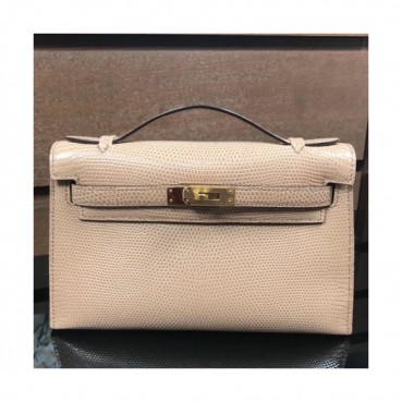 Hermes Mini Kelly Lizard Leather Tote Bag / Clutch Bag,22cm 