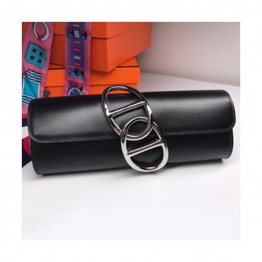 Hermes Egee Box Leather Clutch Bag  
