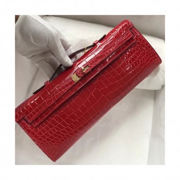 Hermes Kelly Cut Crocodile Leather Clutch Bag ,31cm 