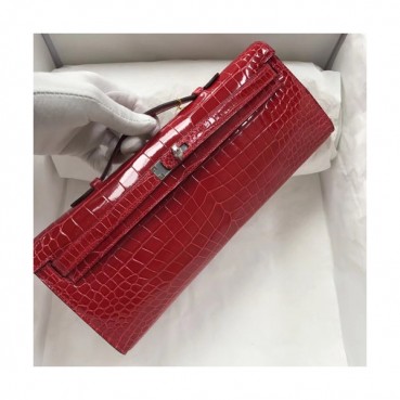 Hermes Kelly Cut Crocodile Leather Clutch Bag ,31cm 