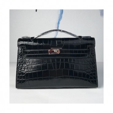 Hermes Mini Kelly Crocodile Leather Tote Bag / Clutch Bag,22cm 