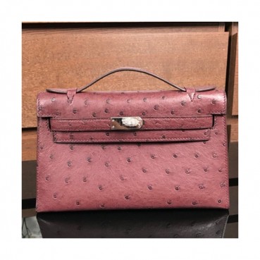 Hermes Mini Kelly Ostrich Leather Tote Bag / Clutch Bag,22cm 