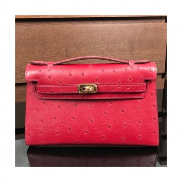 Hermes Mini Kelly Ostrich Leather Tote Bag / Clutch Bag,22cm 