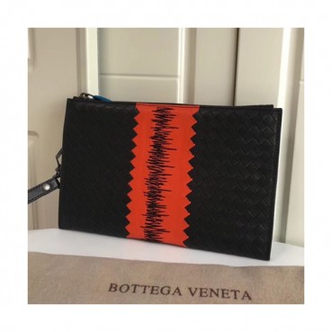 Bottega Veneta Leather Black Clutch Bag,34cm 