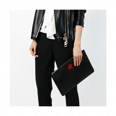 Givenchy Leather Red Star Clutch Bag,30.5cm 