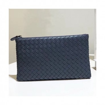 Bottega Veneta Leather Blue Clutch Bag,25cm 