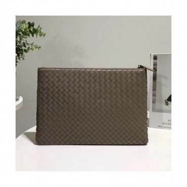 Bottega Veneta Leather Khaki Clutch Bag,30cm 