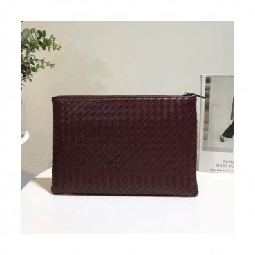 Bottega Veneta Leather Wine Clutch Bag,25/30cm 