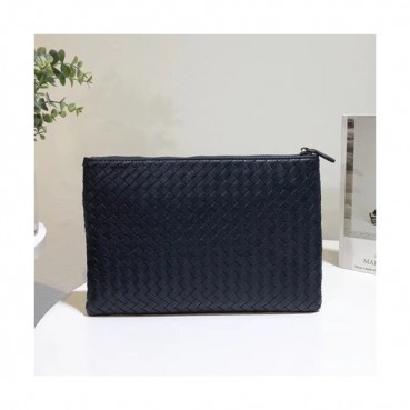 Bottega Veneta Leather Navy Clutch Bag,30/34cm 