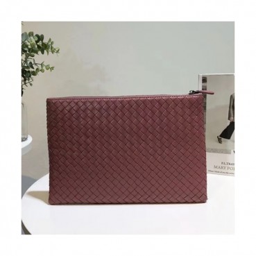 Bottega Veneta Leather Dark Pink Clutch Bag,25/30cm 